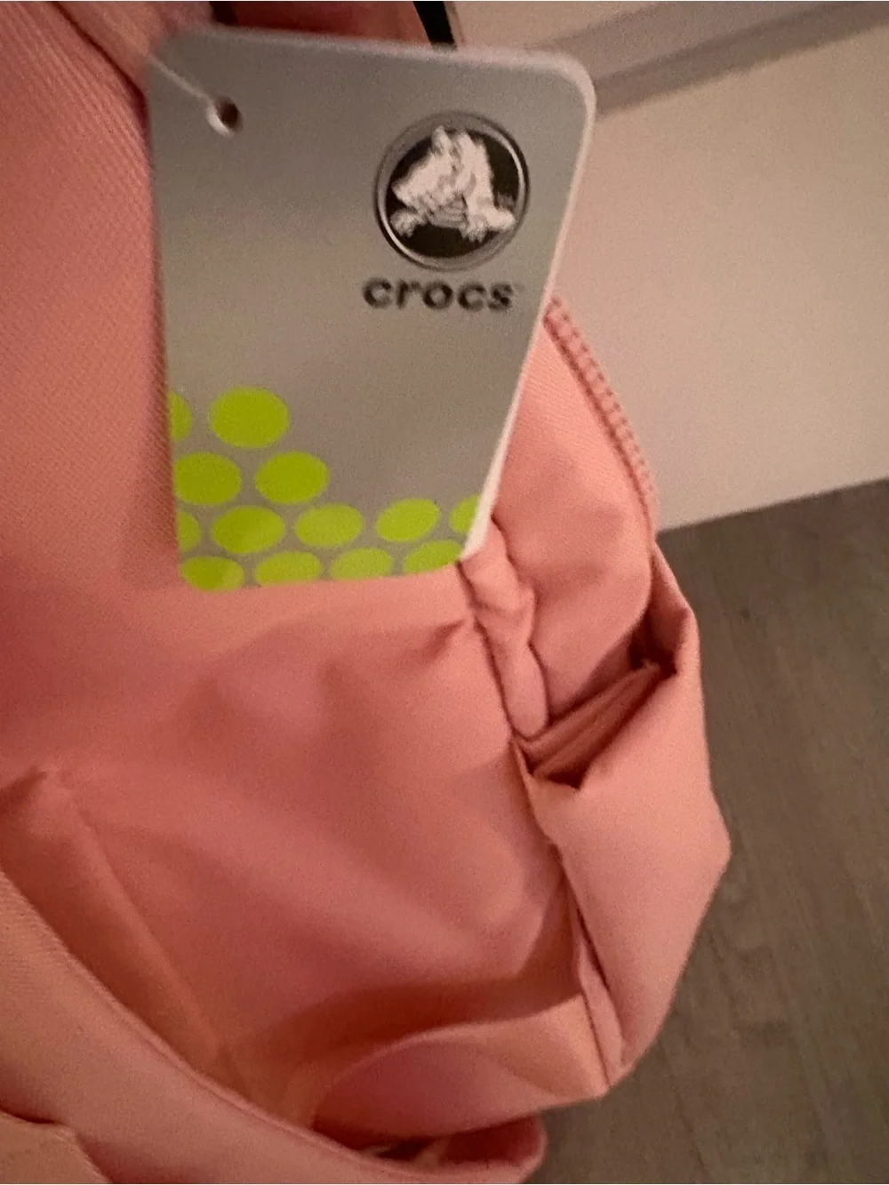 CROCS Pink Backpack with Rose Gold Slip-On Shoes